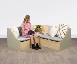 Junior Reading Corner Seat - Sage Green & Maple
