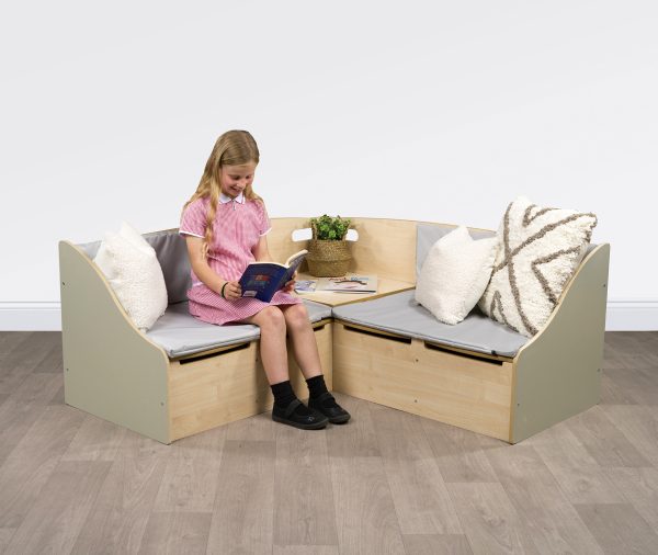 Junior Reading Corner Seat - Sage Green & Maple