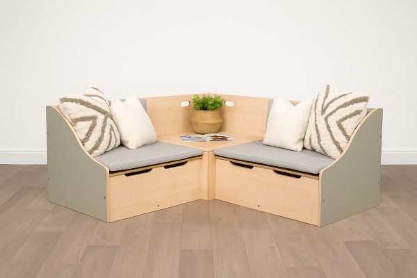 Junior Reading Corner Seat - Sage Green & Maple - Image 2