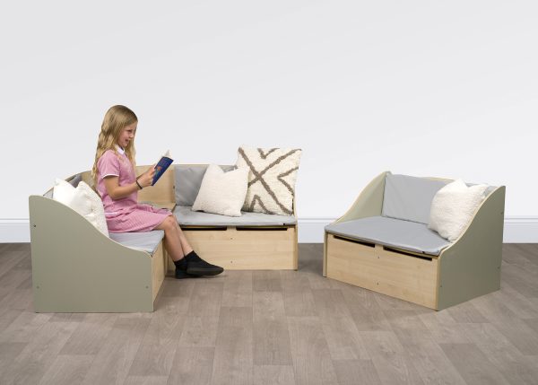 Junior Reading Corner Sofa - Sage Green & Maple - Image 3